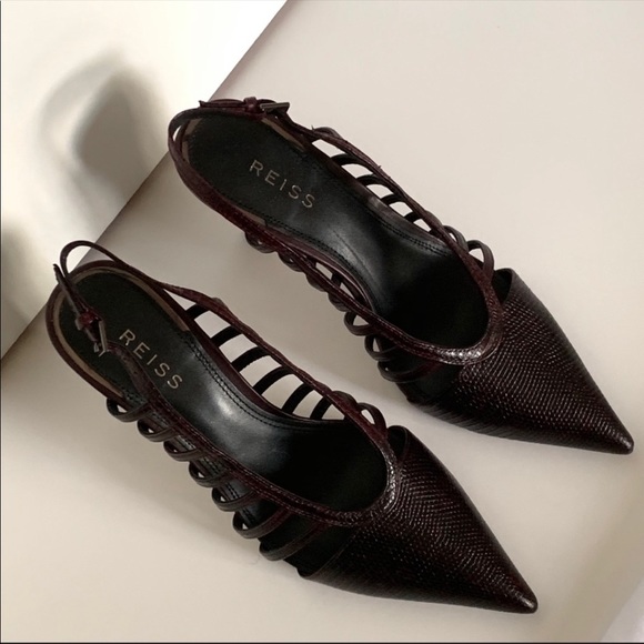 NEW REISS burgundy strap sandal heel - Picture 4 of 6